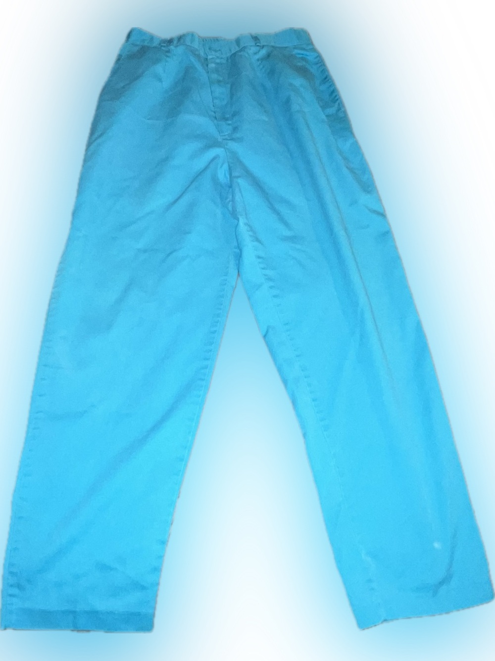 🍄Vintage Blue Slacks Flat Front Elastic Back Waist Pockets Trousers Pants 12
